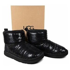 UGG Women's Black Sequin Mini‎ Mirror Ball Bootie Boots Size 6